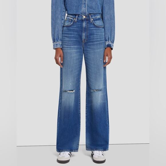 7 For All Mankind Denim - 7 For All Mankind Kate Modern Straight Distressed Jeans Women’s 27 Slate NWT